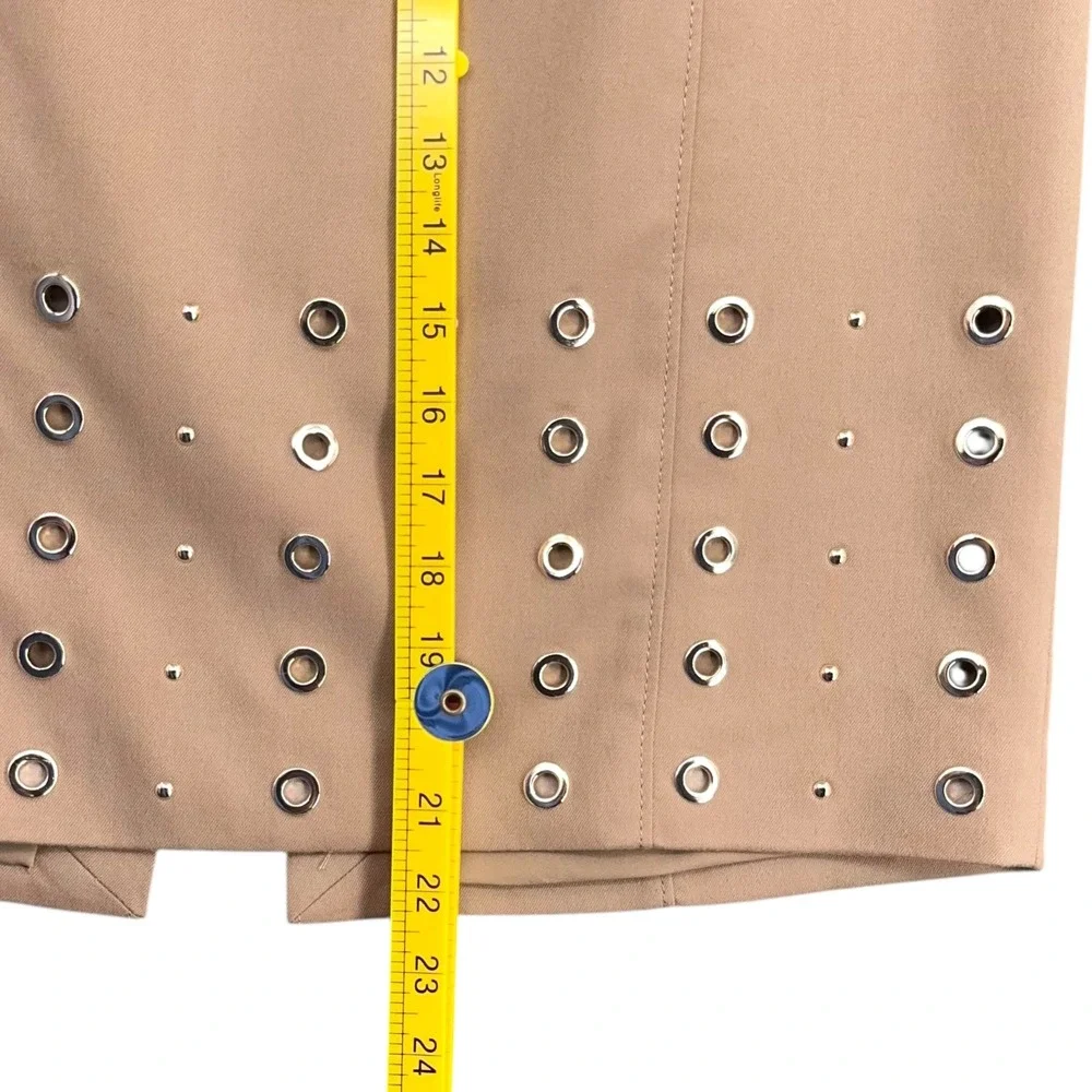 White House Black Market Skirt Size 10 Beige Pencil‎ Eyelet Studded Career
